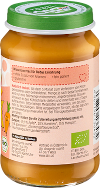 Früchte Karotte, Apfel, Mango, Banane ab dem 5. Monat, 190 g