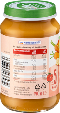 Früchte Karotte, Apfel, Mango, Banane ab dem 5. Monat, 190 g