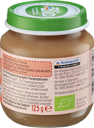 Früchte Trockenpflaume in Apfel ab dem 5. Monat, 125 g