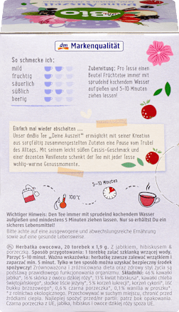 Früchtetee "Deine Auszeit" mit Apfel, Hibiskus & Johannisbeeren (20 Beutel), 38 g