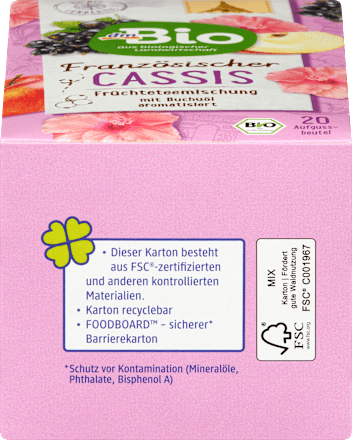 Früchtetee Französischer Cassis (20 Beutel), 40 g