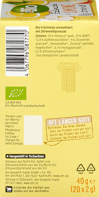 Fruitthee Italiaanse citroen (20 zakjes), 40 g