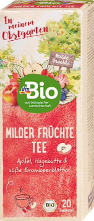 Früchtetee Milde Früchte mit Apfel, Hagebutte & süße Brombeerblätter (20 Beutel), 50 g