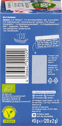 Früchtetee, Nordische Beere mit Heidelbeere & Preiselbeere (20 Beutel), 40 g