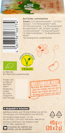 Früchtetee "Traumhafter Frühlingstee" mit Apfel, Hibiskus & Zitronenmelisse (20 Beutel), 40 g