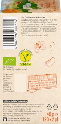 Früchtetee "Traumhafter Frühlingstee" mit Apfel, Hibiskus & Zitronenmelisse (20 Beutel), 40 g