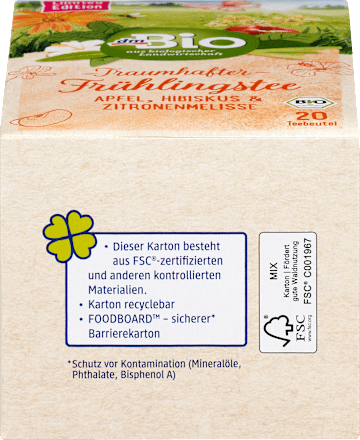 Vruchtenthee "Dromerige Lentethee" met appel, hibiscus &amp; citroenmelisse (20 theezakjes), 40 g