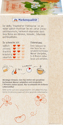 Früchtetee "Traumhafter Frühlingstee" mit Apfel, Hibiskus & Zitronenmelisse (20 Beutel), 40 g