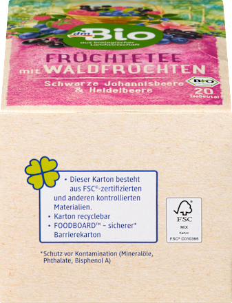 Früchtetee Waldfrucht mit schwarzer Johannisbeere & Heidelbeere (20 Beutel), 50 g