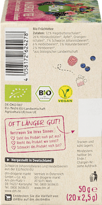 Bosvruchtenthee met zwarte bes en bosbes (20 theezakjes), 50 g