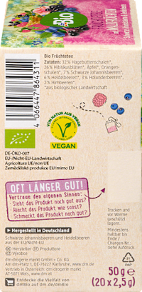 Früchtetee Waldfrucht mit schwarzer Johannisbeere & Heidelbeere (20 Beutel), 50 g