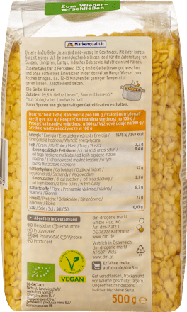 Gelbe Linsen, 500 g