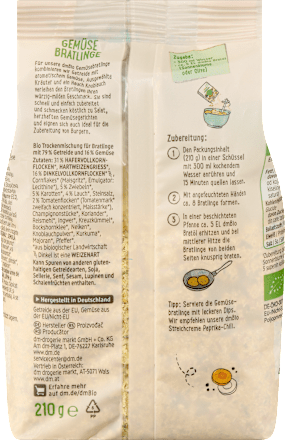 Gemüse Bratlinge, 210 g