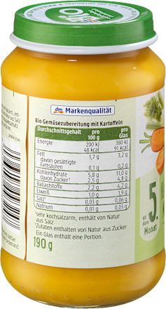 Gemüse Karotte-Fenchel mit Kartoffeln, ab dem 5.Monat, 190 g