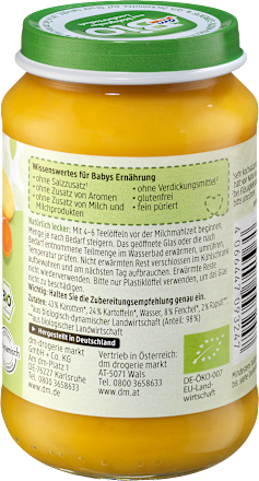 Gemüse Karotte-Fenchel mit Kartoffeln, ab dem 5.Monat, 190 g