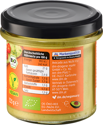 Gemüseaufstrich, mit Avocado, 135 g