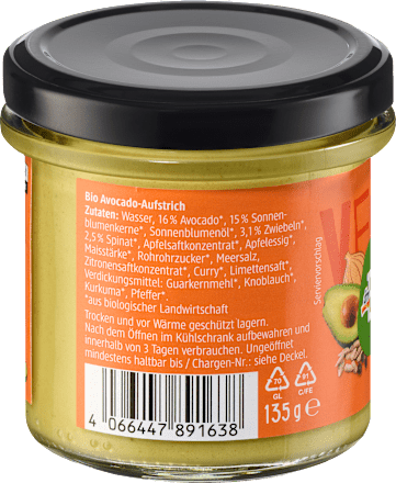 Gemüseaufstrich, mit Avocado, 135 g