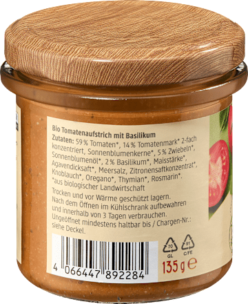 Gemüseaufstrich, Tomate Basilikum, 135 g