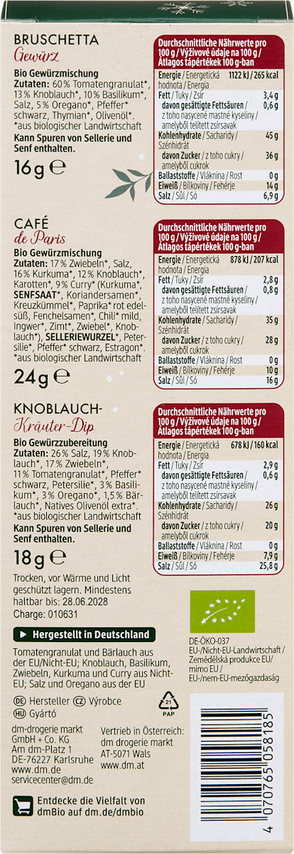 dmBio Geschenkset, Gewürz Set 3tlg, 1 St