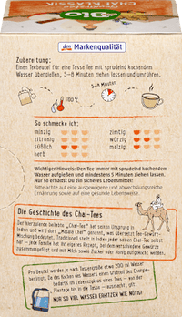 Gewürztee "Chai Klassik" mit Zimt, Ingwer & Kardamom (20 Beutel), 40 g