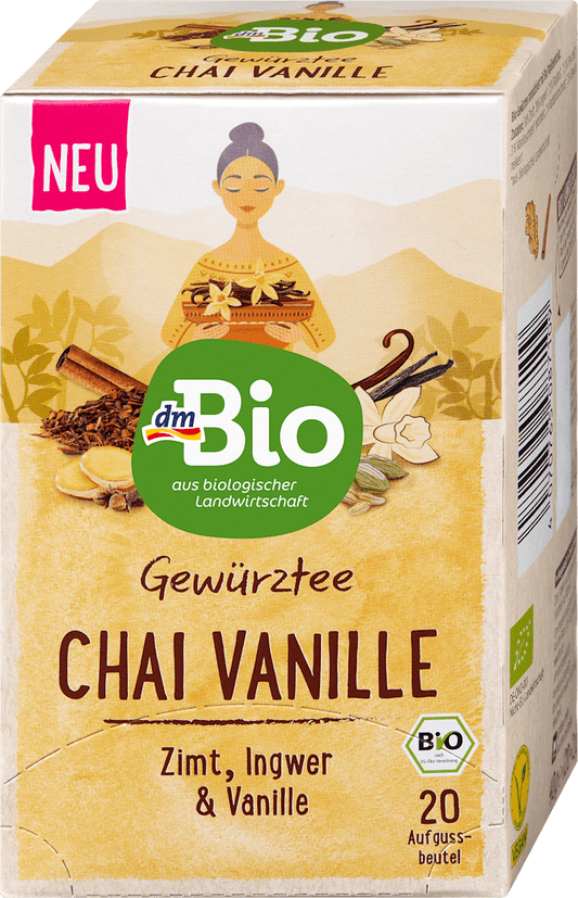 dmBio Infusion, Chaï Vanille avec cannelle, gingembre & vanille (20 sachets), 40 g