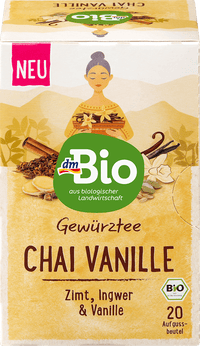 dmBio Infusion, Chaï Vanille avec cannelle, gingembre & vanille (20 sachets), 40 g