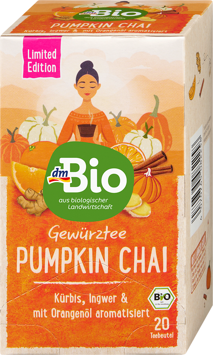 dmBio Infusion, Pumpkin Chai à la citrouille, au gingembre & à l'huile d'orange (20 sachets), 38 g