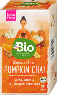 dmBio Infusion, Pumpkin Chai à la citrouille, au gingembre & à l'huile d'orange (20 sachets), 38 g