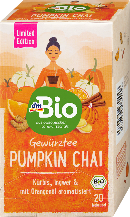 dmBio Infusion, Pumpkin Chai à la citrouille, au gingembre & à l'huile d'orange (20 sachets), 38 g