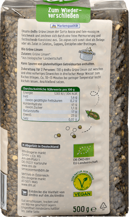 Grüne Linsen, 500 g