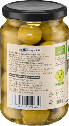 Grüne Oliven ohne Stein, 180 g