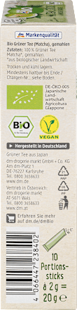 Grüner Tee Matcha Sticks (10 Sticks), 20 g
