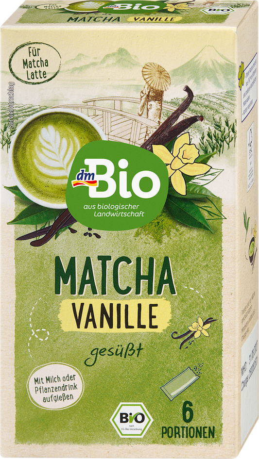 dmBio Thé vert, bâtonnets de matcha à la vanille (6 bâtonnets), 54 g