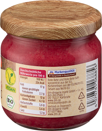 dmBio Hummus, Rote Bete, 180 g