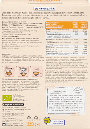 Kindermüsli Basis ab 1 Jahr, 250 g