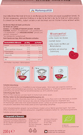 Kindermüsli Bircher mit Kirschen, ab 3 Jahren, 250 g