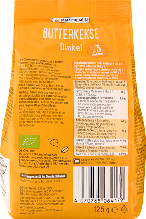 Kindersnack Butterkeks Dinkel ab 3 Jahren, 125 g