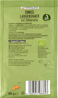 Kindersnack Dinkel Laugensnack mit Süßkartoffel, ab 3 Jahren, 80 g