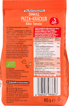 Kindersnack Dinkel Pizza-Kräcker ab 3 Jahren, 80 g