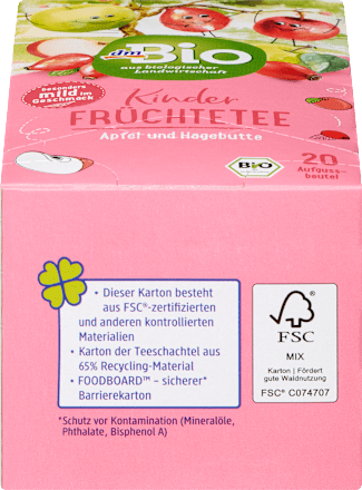 Kindertee, Früchte mit Apfel & Hagebutte (20 Beutel), ab 3 Jahren, 40 g