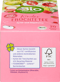 Kindertee, Früchte mit Apfel & Hagebutte (20 Beutel), ab 3 Jahren, 40 g