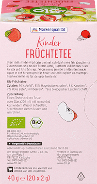 Kindertee, Früchte mit Apfel & Hagebutte (20 Beutel), ab 3 Jahren, 40 g