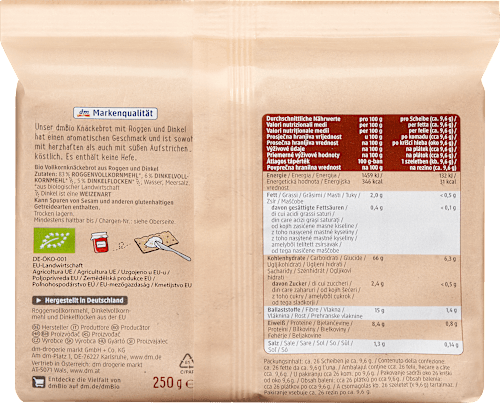 Knäckebrot, Roggen & Dinkel, 250 g