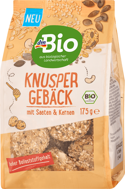 dmBio Pain croustillant aux graines et aux fruits à coque, 175 g