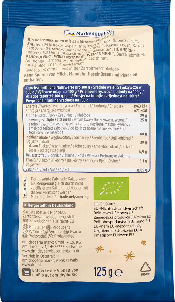 dmBio Kokosmakronen, 125 g