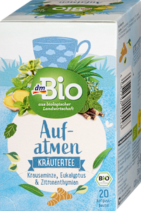 Kräutertee "Aufatmen" mit Krauseminze, Eukalyptus & Zitronenthymian (20 Beutel), 36 g