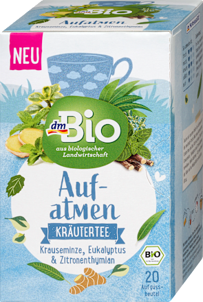 Kruidenthee "Adem opgelucht" met groene munt, eucalyptus en citroentijm (20 theezakjes), 36 g