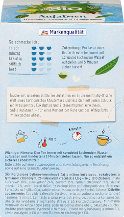 Kräutertee "Aufatmen" mit Krauseminze, Eukalyptus & Zitronenthymian (20 Beutel), 36 g