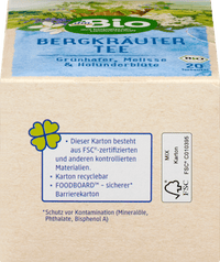 Kräutertee Bergkräuter mit Grünhafer, Melisse & Holunderblüte (20 Beutel), 35 g