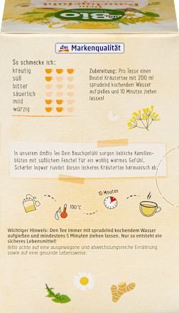 Kräutertee "Dein Bauchgefühl" mit Fenchel, Kamille & Zitronengras (20 Beutel), 36 g